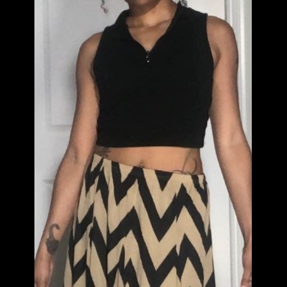 Brown and black pattered floor length skirt - Picture 1 of 3